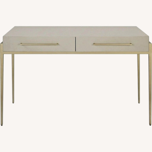 Used Uttermost White Faux Leather Desk for sale on AptDeco