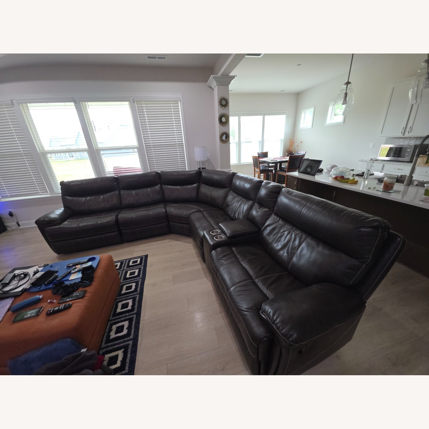 Overstock Abbyson Caterina Brown 6 Piece Reclining Sectional - image-1