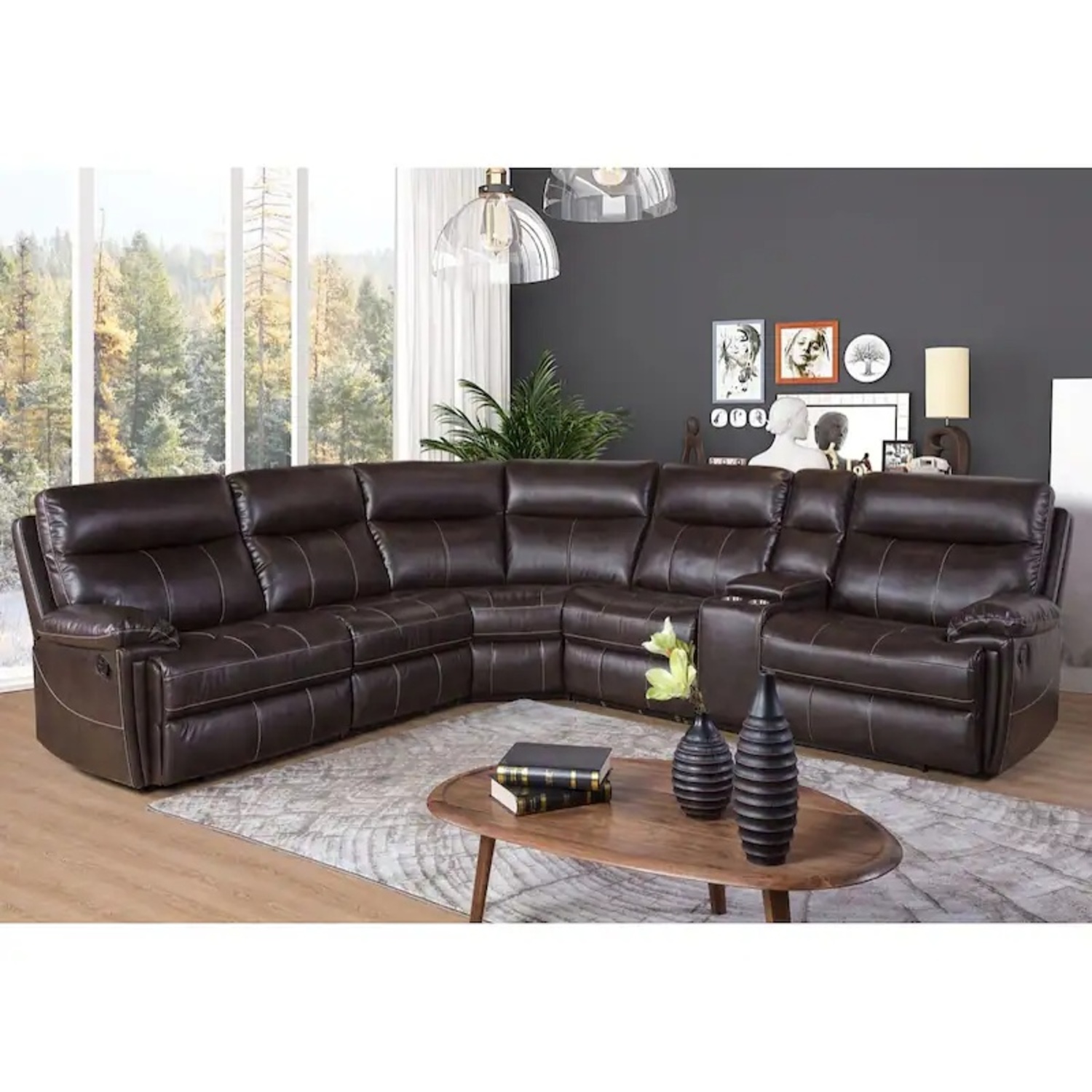 Overstock Abbyson Caterina Brown 6 Piece Reclining Sectional - image-14