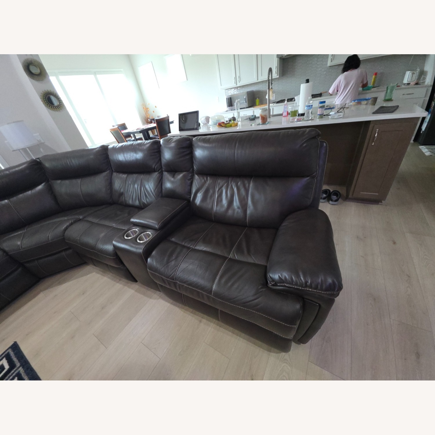 Overstock Abbyson Caterina Brown 6 Piece Reclining Sectional - image-3