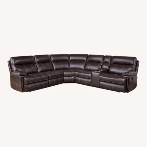 Used Overstock Abbyson Caterina Brown 6 Piece Reclining Sectional for sale on AptDeco