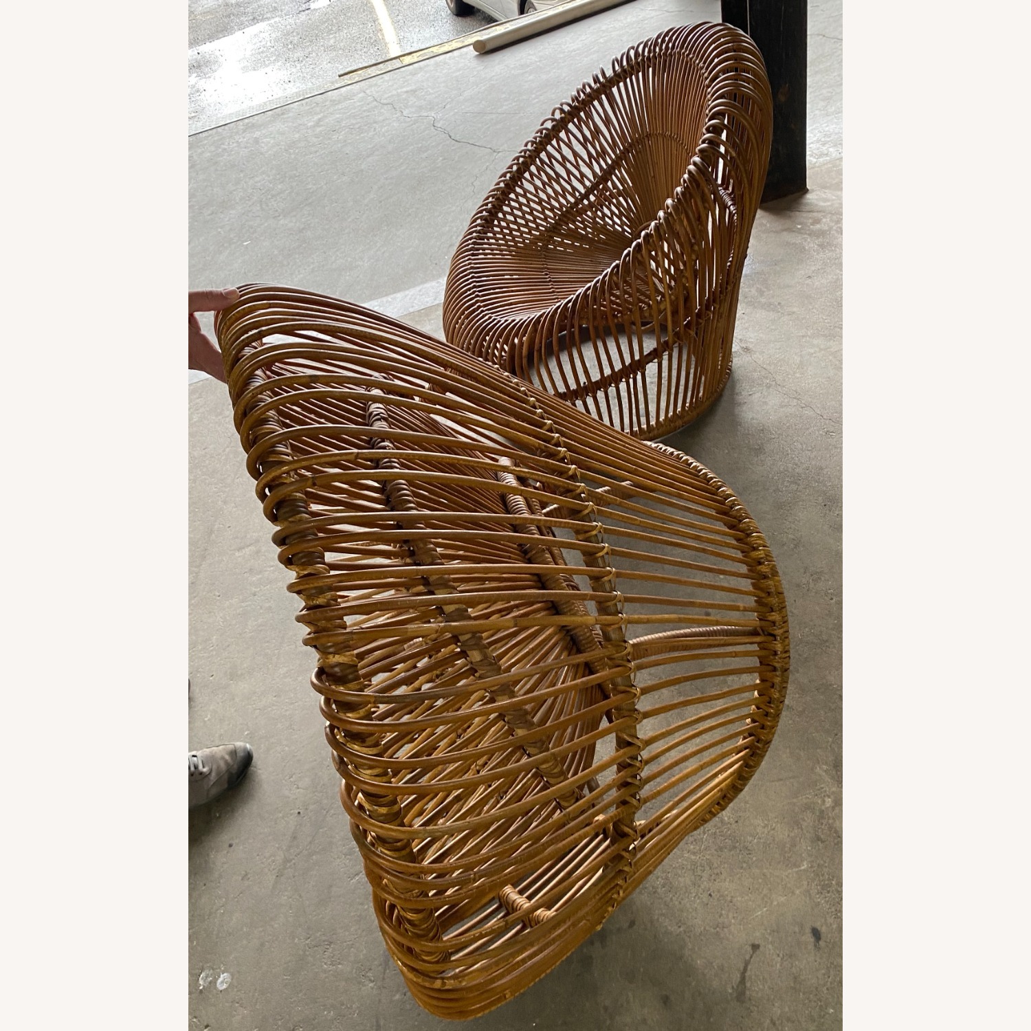  Franco Albini Pair Rare Natural Rattan Armchairs  - image-8