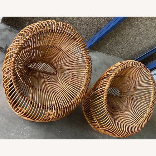 Used  Franco Albini Pair Rare Natural Rattan Armchairs  for sale on AptDeco