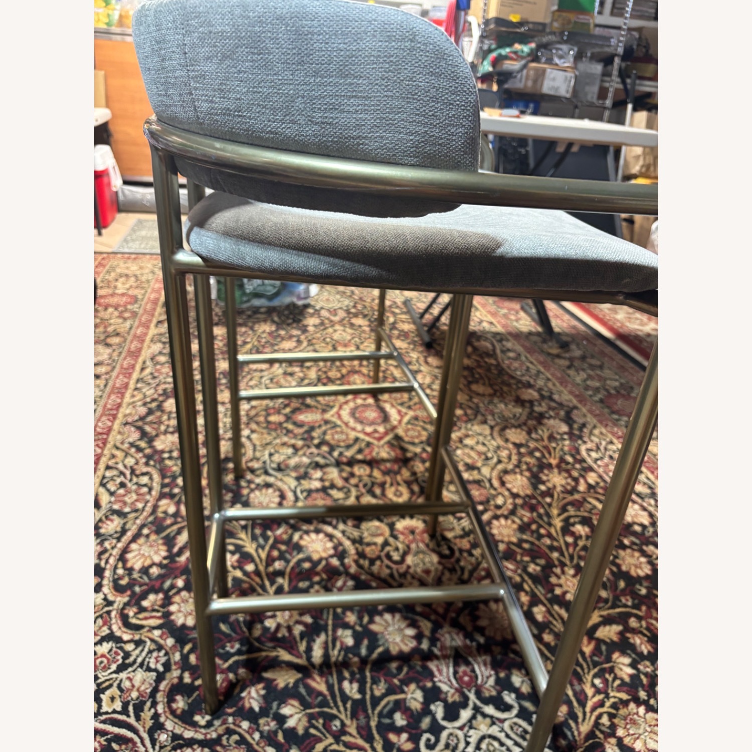 Vintage/Antique Dark Gray Fabric Dining Chair - image-2