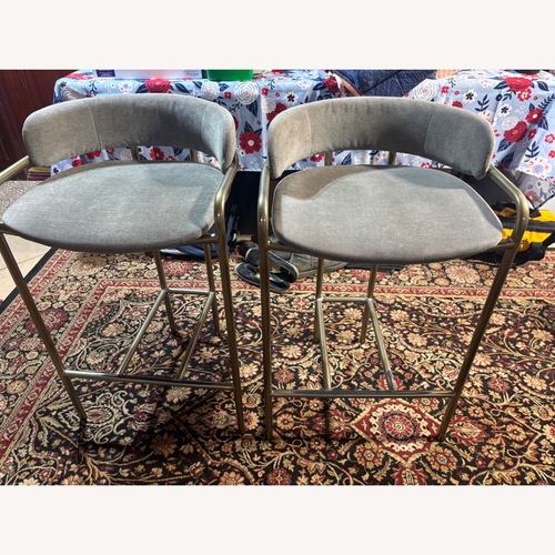 Used Vintage/Antique Dark Gray Fabric Dining Chair for sale on AptDeco