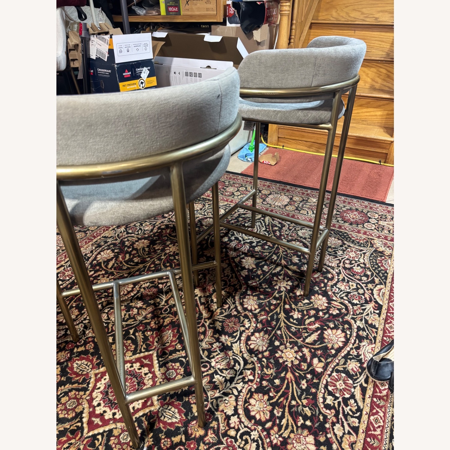 Vintage/Antique Dark Gray Fabric Dining Chair - image-5