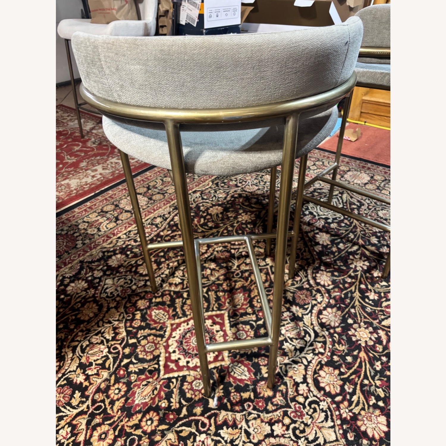 Vintage/Antique Dark Gray Fabric Dining Chair - image-4