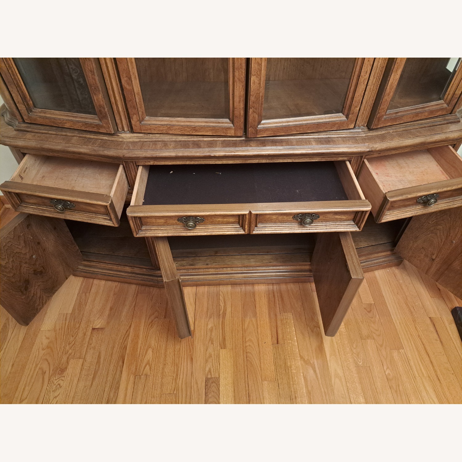 Vintage/Antique Dark Brown Wood Wall Unit - image-3