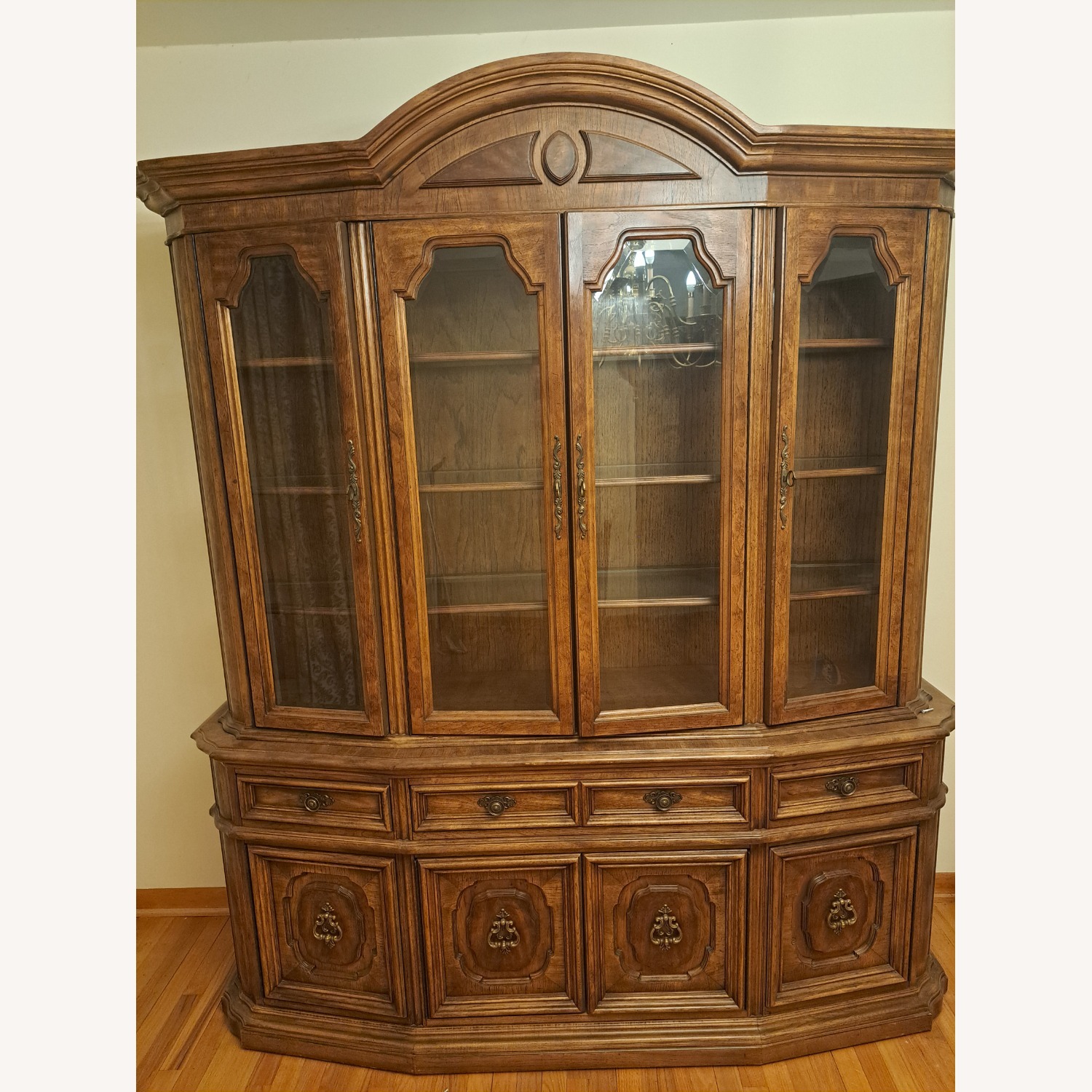Vintage/Antique Dark Brown Wood Wall Unit - image-1