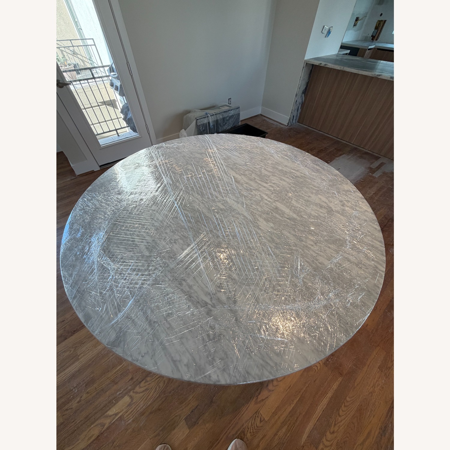 Restoration Hardware White Marble Dining Table and Six Chairs - image-1