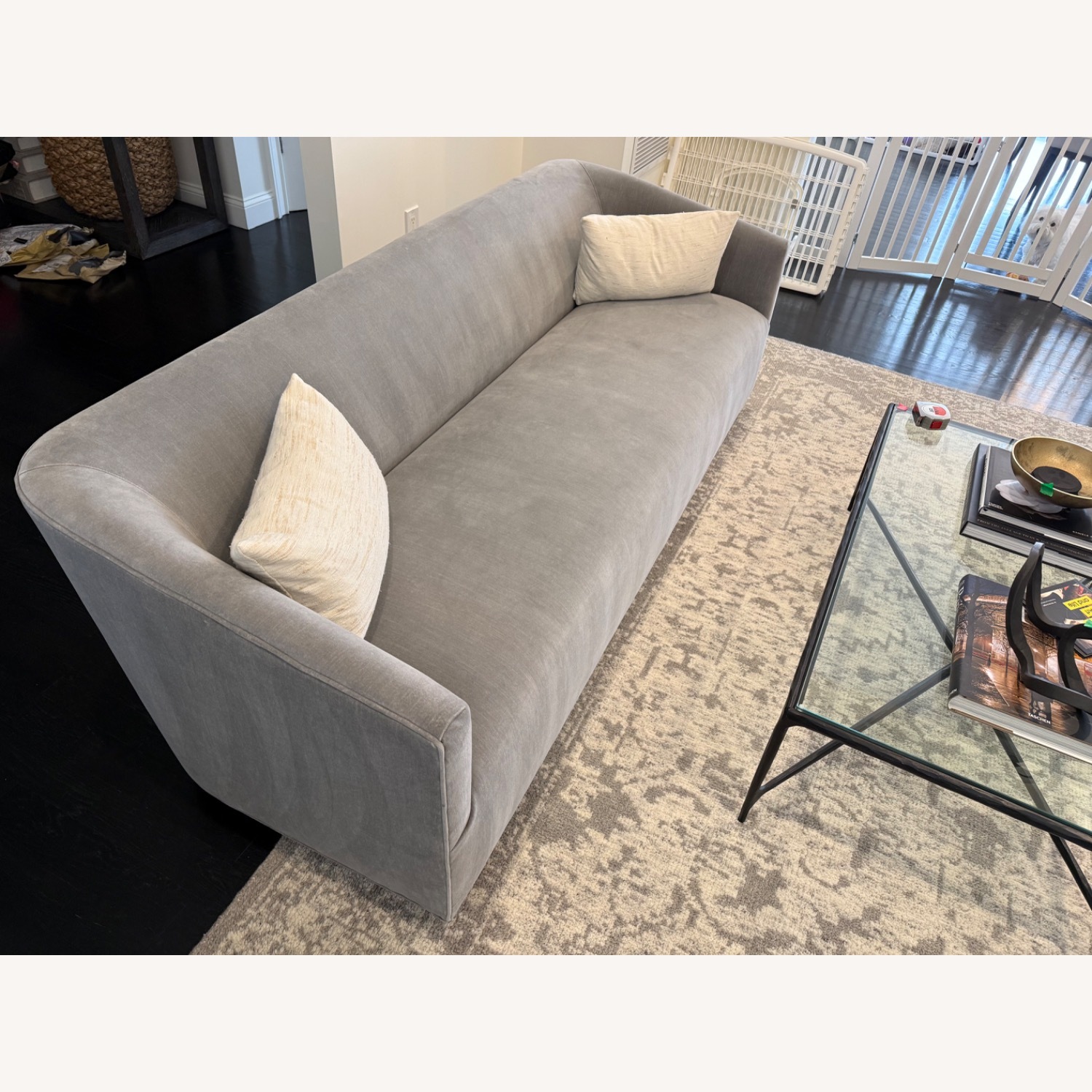 Restoration Hardware 1950s Italian Light Gray 2 Seater Sofa - image-2