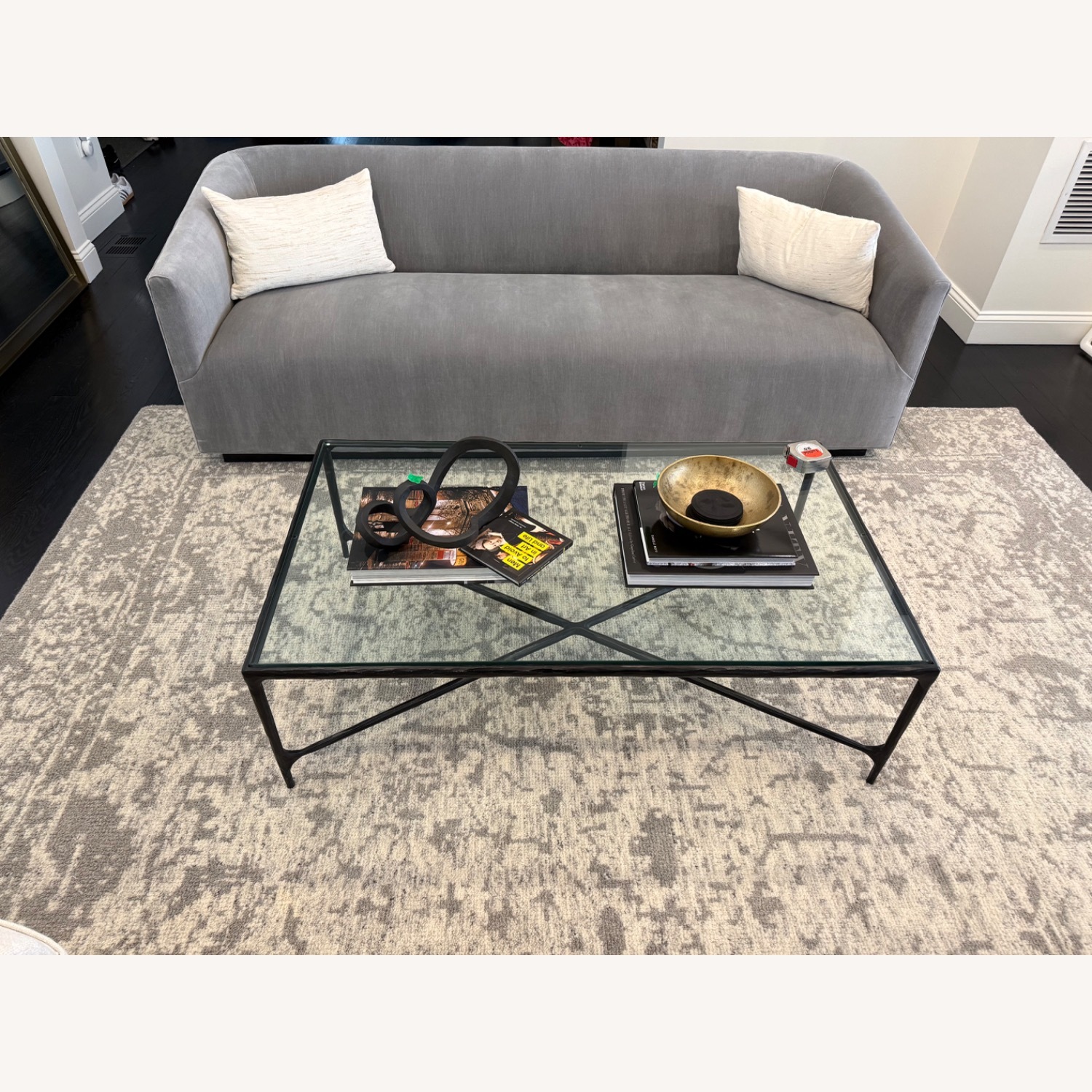 Restoration Hardware 1950s Italian Light Gray 2 Seater Sofa - image-1