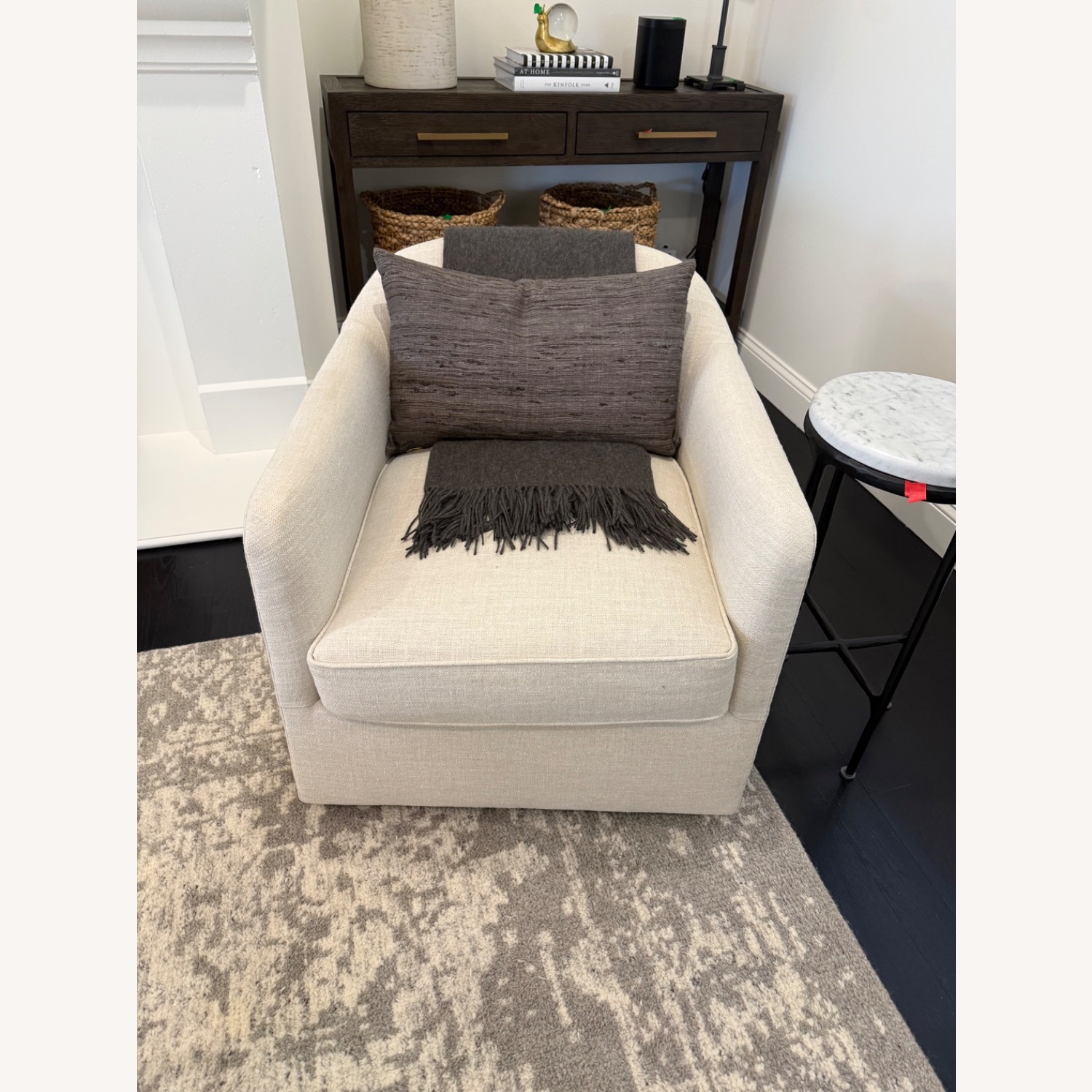 Restoration Hardware White Armchair - image-1