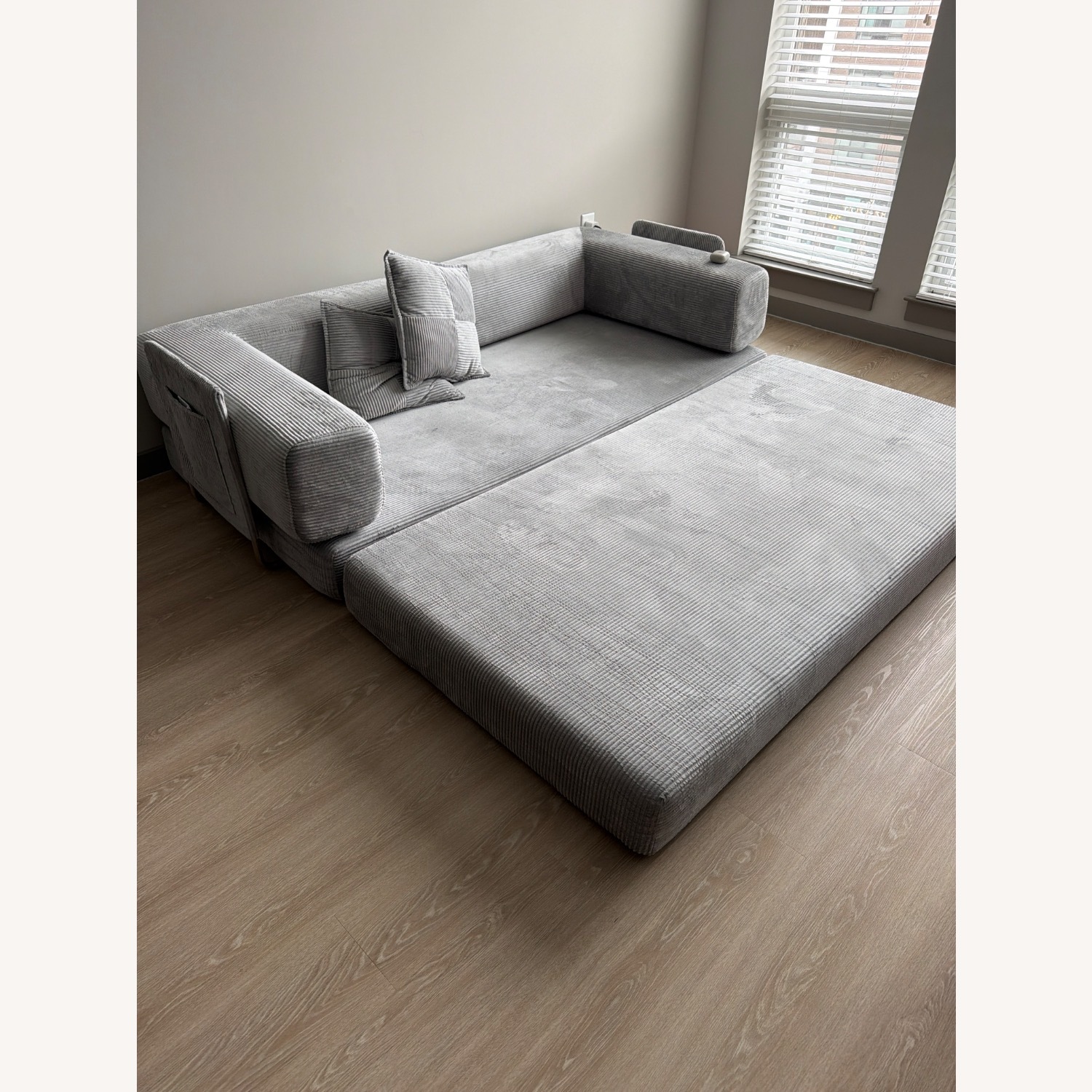 Amazon Light Gray Fabric Sleeper Sofa - image-2