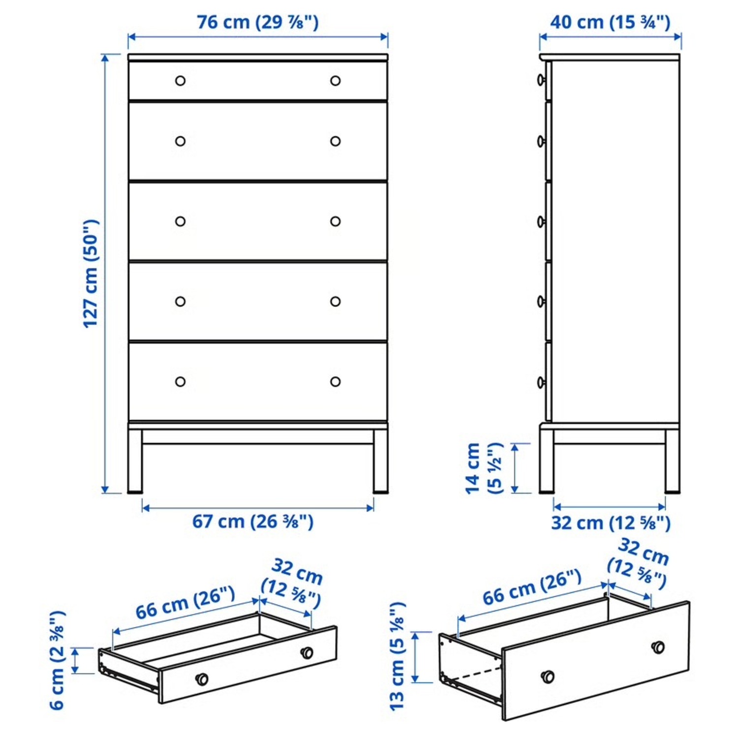 IKEA Solid Wood 5 Drawer Dresser  - image-4