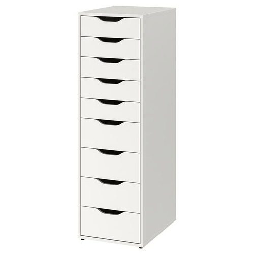 Used IKEA Alex Tall 9 Drawer White Wood Dresser  for sale on AptDeco