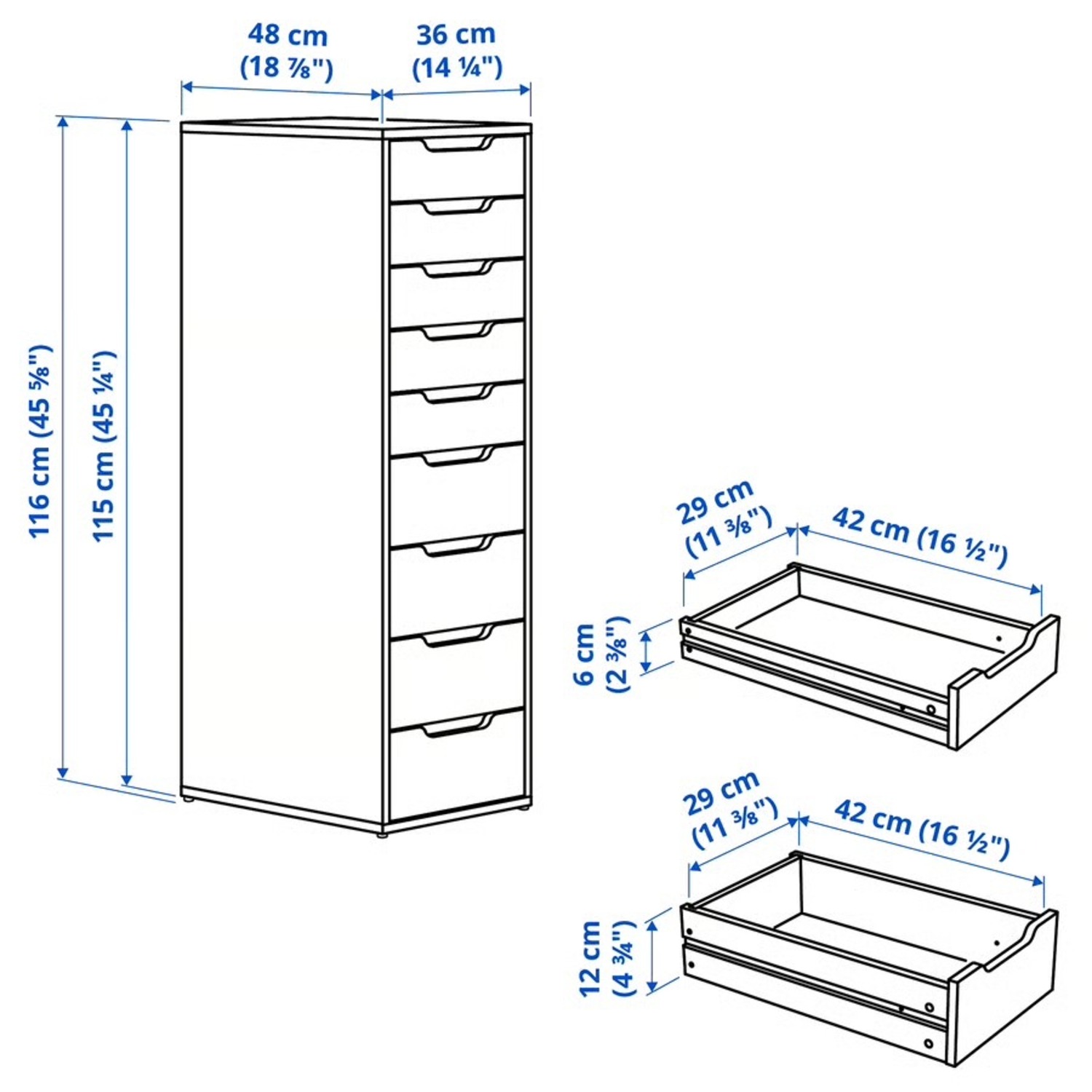 IKEA Alex Tall 9 Drawer White Wood Dresser  - image-2