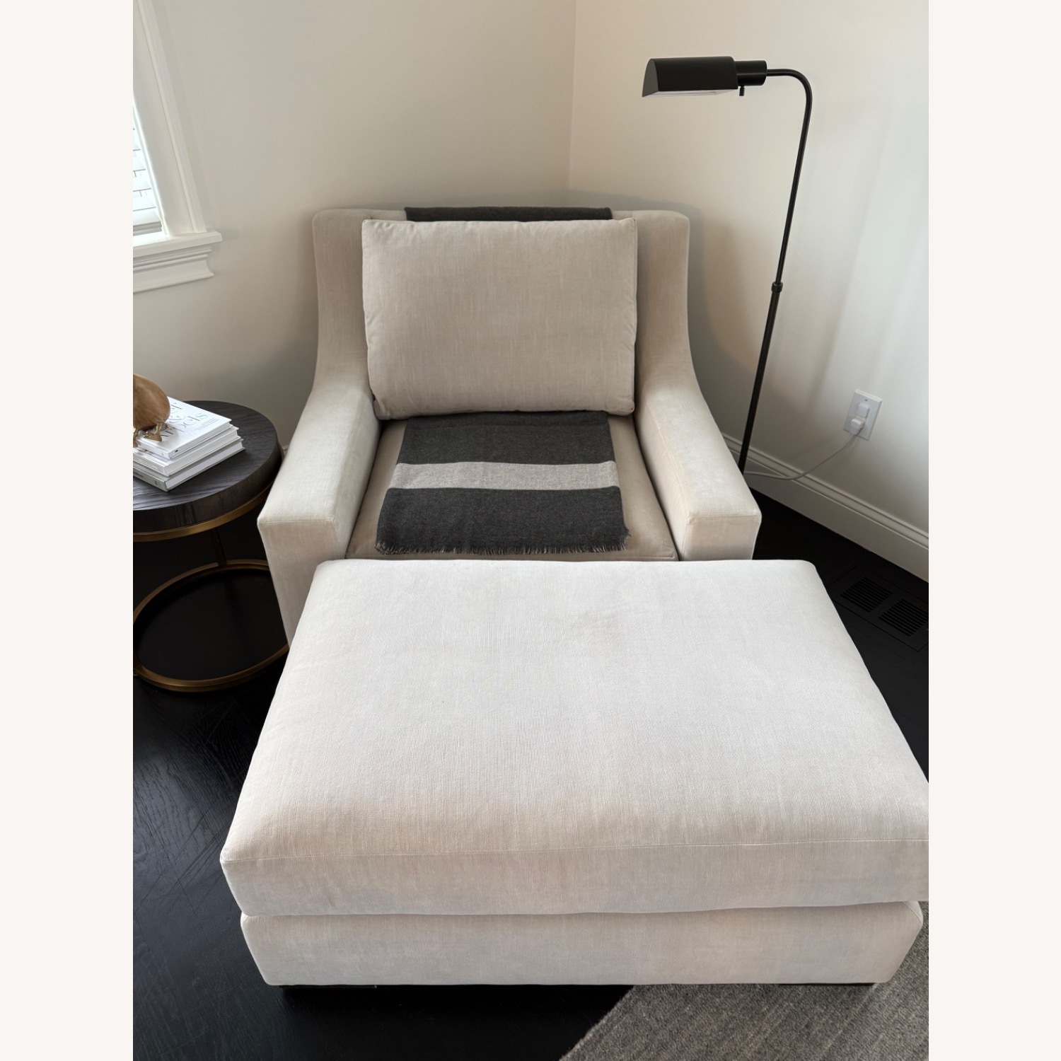 Restoration Hardware White Velvet Armchair - image-3
