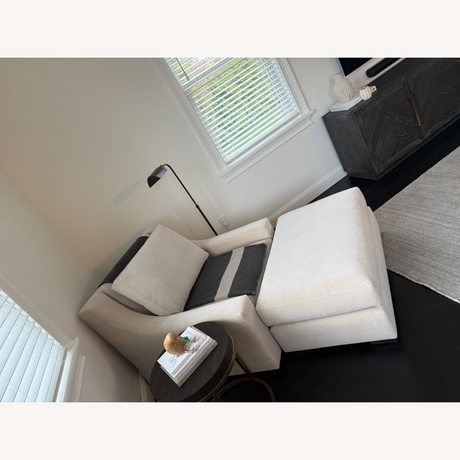 Restoration Hardware White Velvet Armchair - image-2