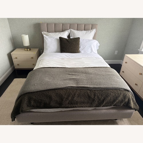 Used Room & Board Hartley Natural Fabric Full Bed for sale on AptDeco