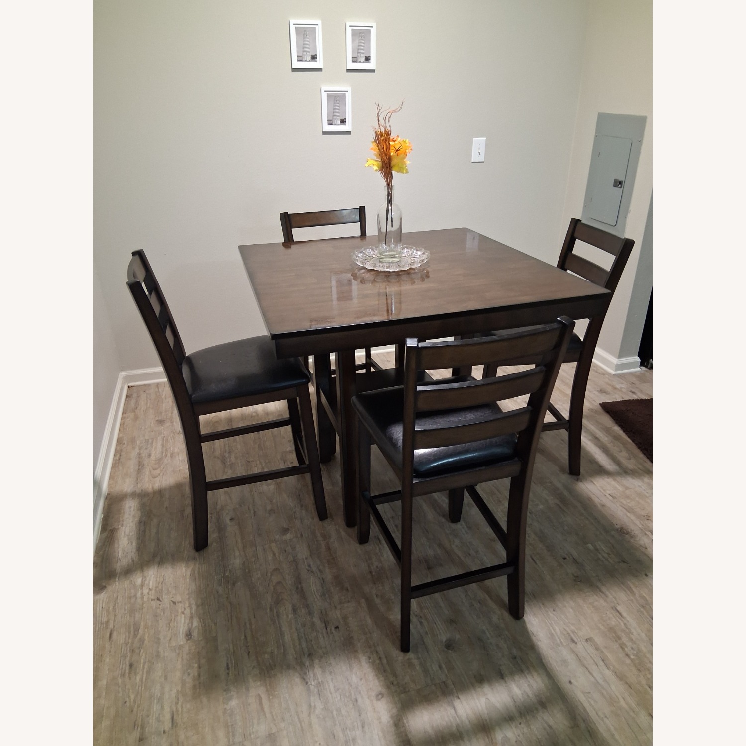 Ashley Furniture Dark Brown Wood Dining Set - image-2