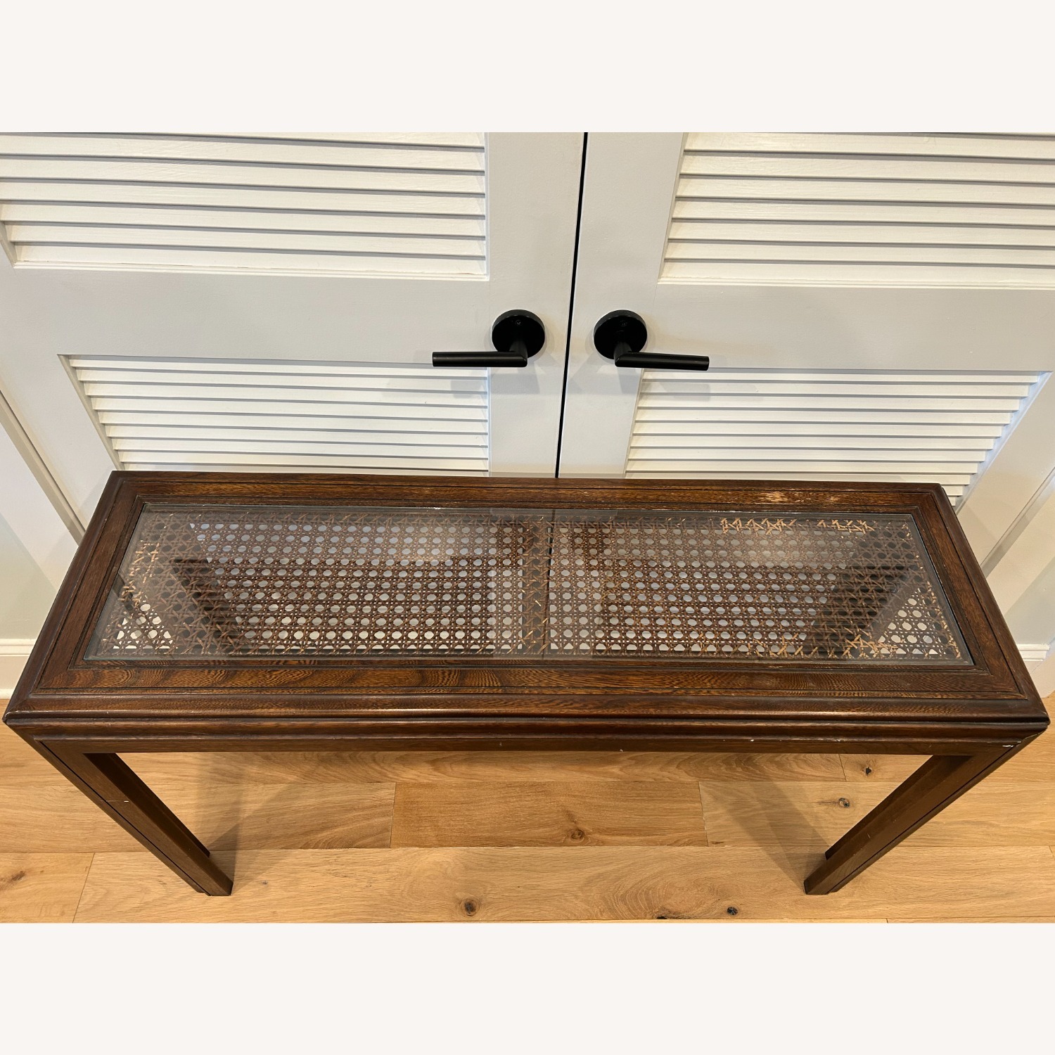 Vintage Cane & Glass Sofa Table – MCM - image-3