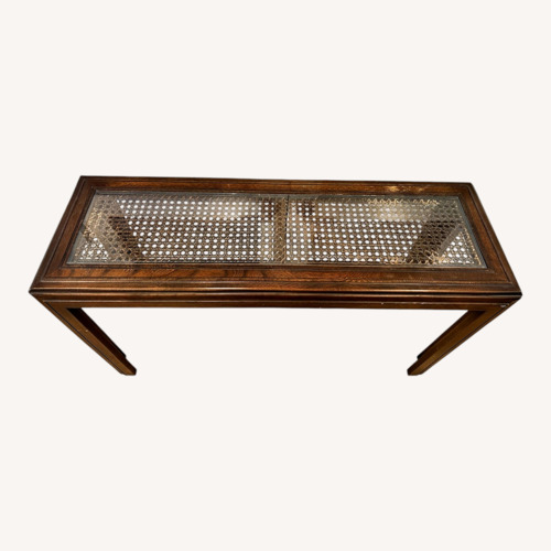 Used Vintage Cane & Glass Sofa Table – MCM for sale on AptDeco