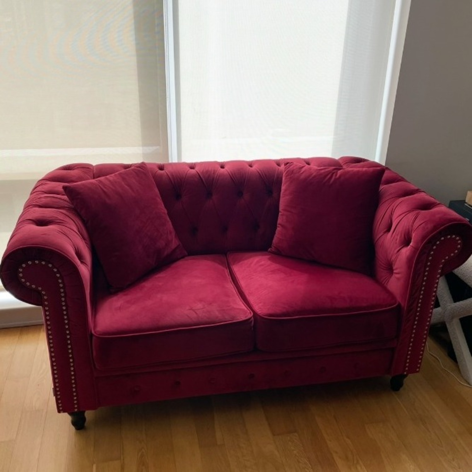 Red Velvet Loveseat - image-1