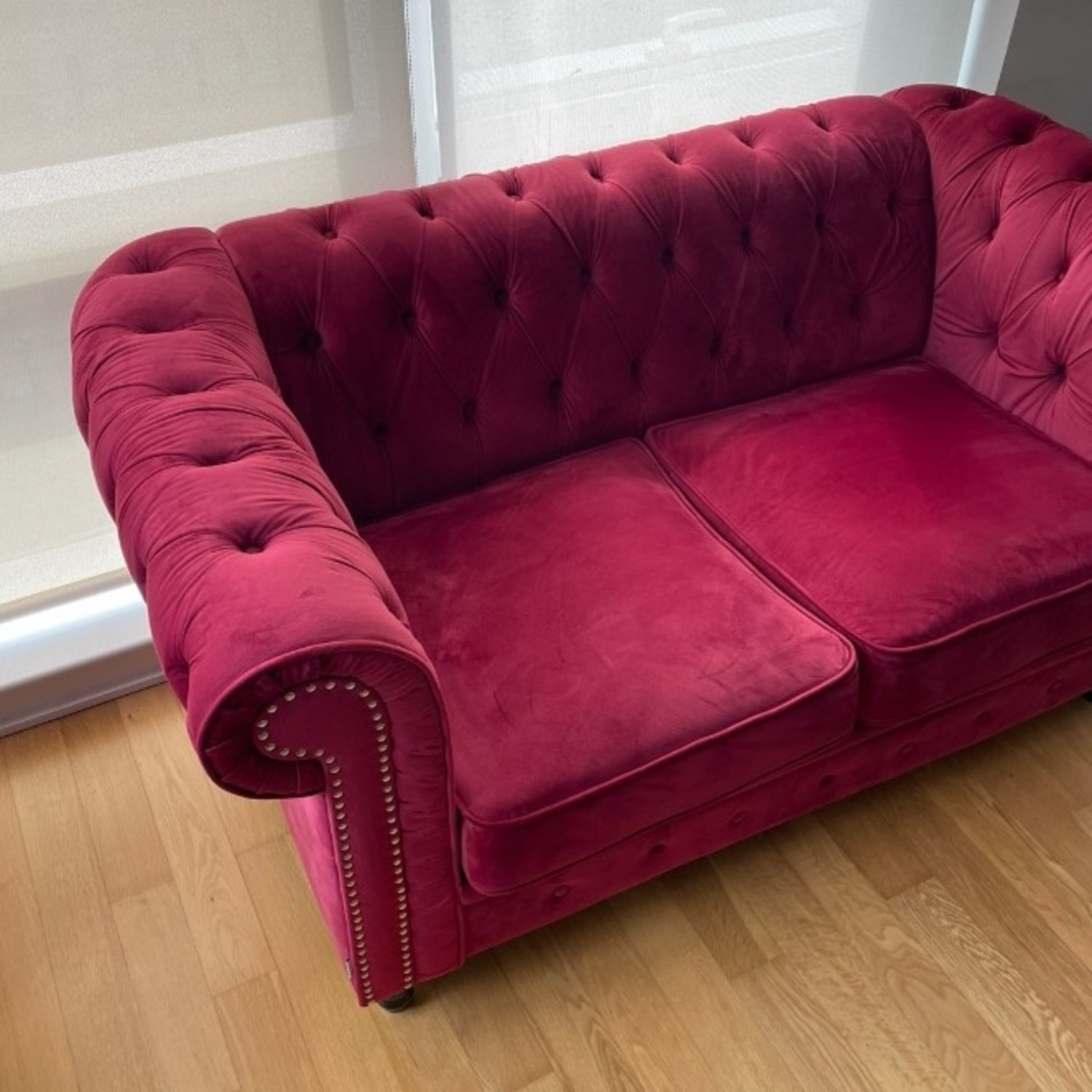 Red Velvet Loveseat - image-5