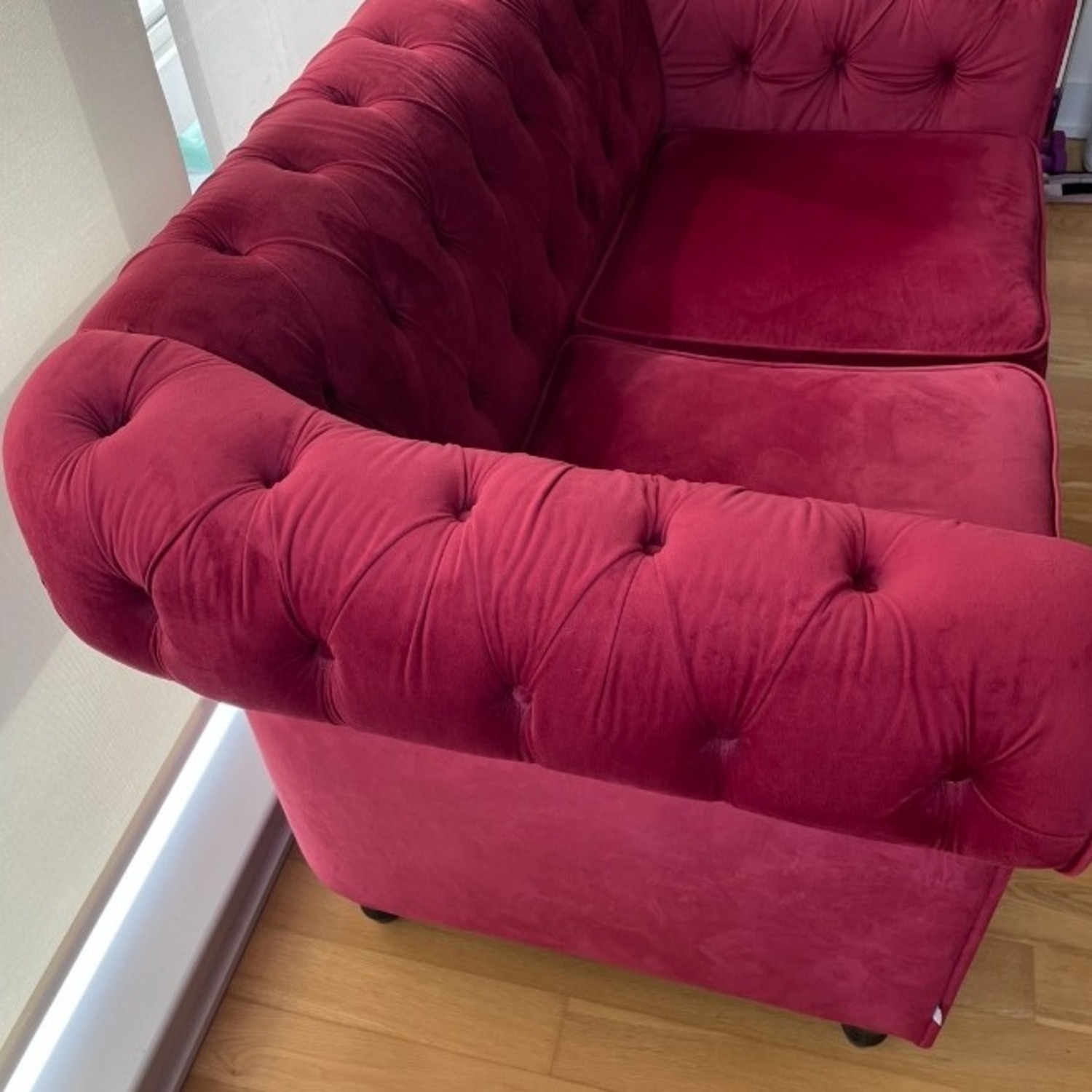 Red Velvet Loveseat - image-7