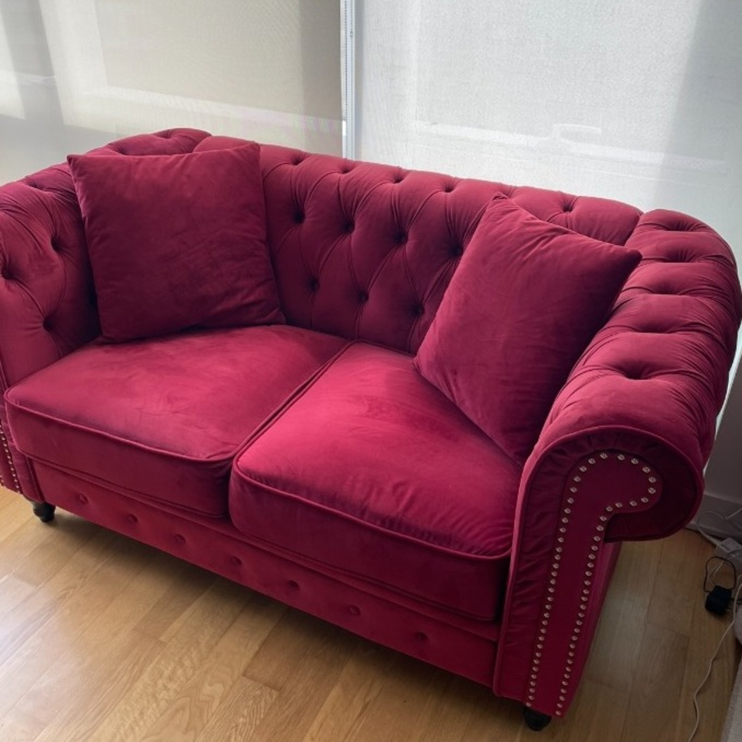Red Velvet Loveseat - image-3