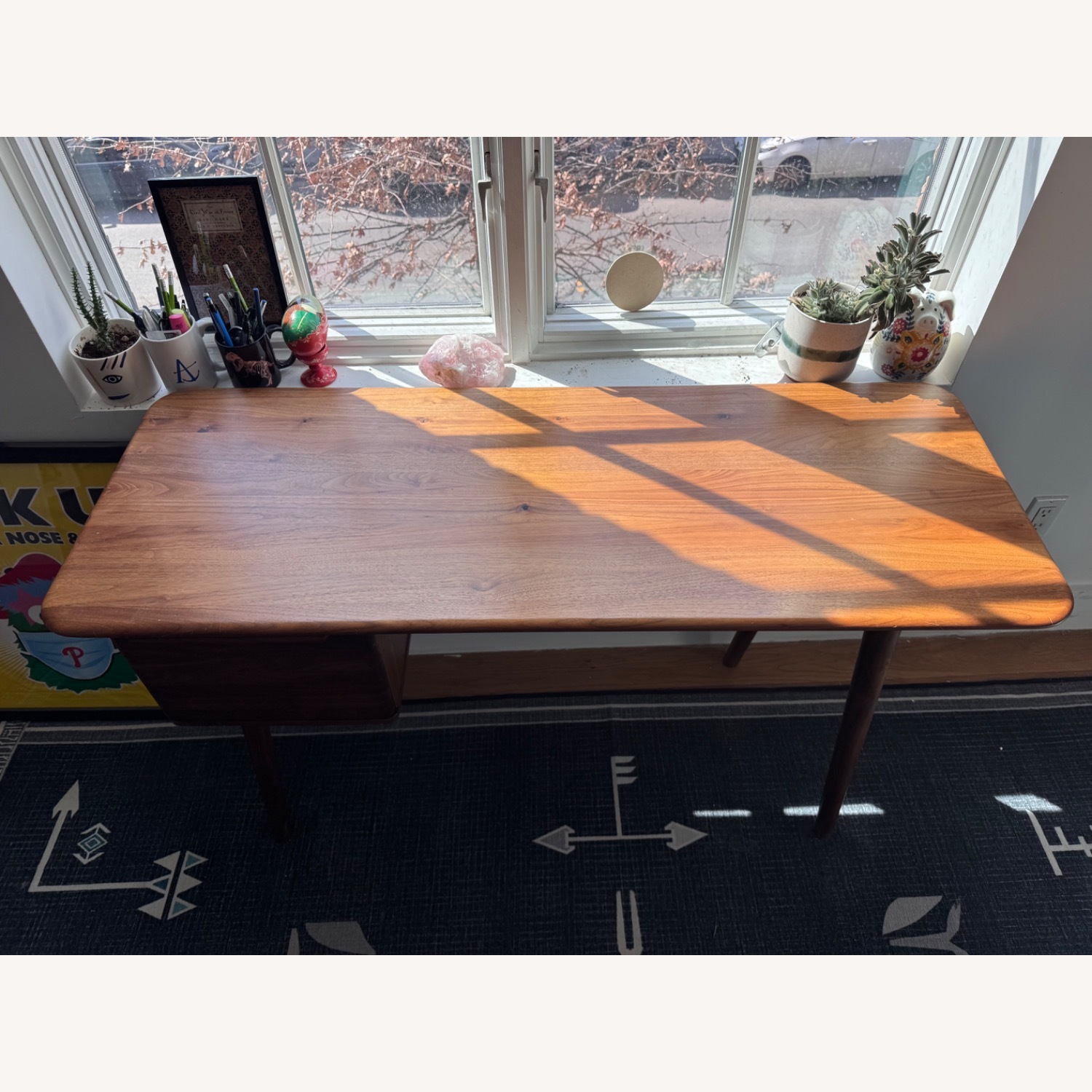 West Elm Merle Writing Desk, Walnut - image-1