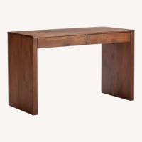 CB2 Acacia Dark Brown Wood Desk