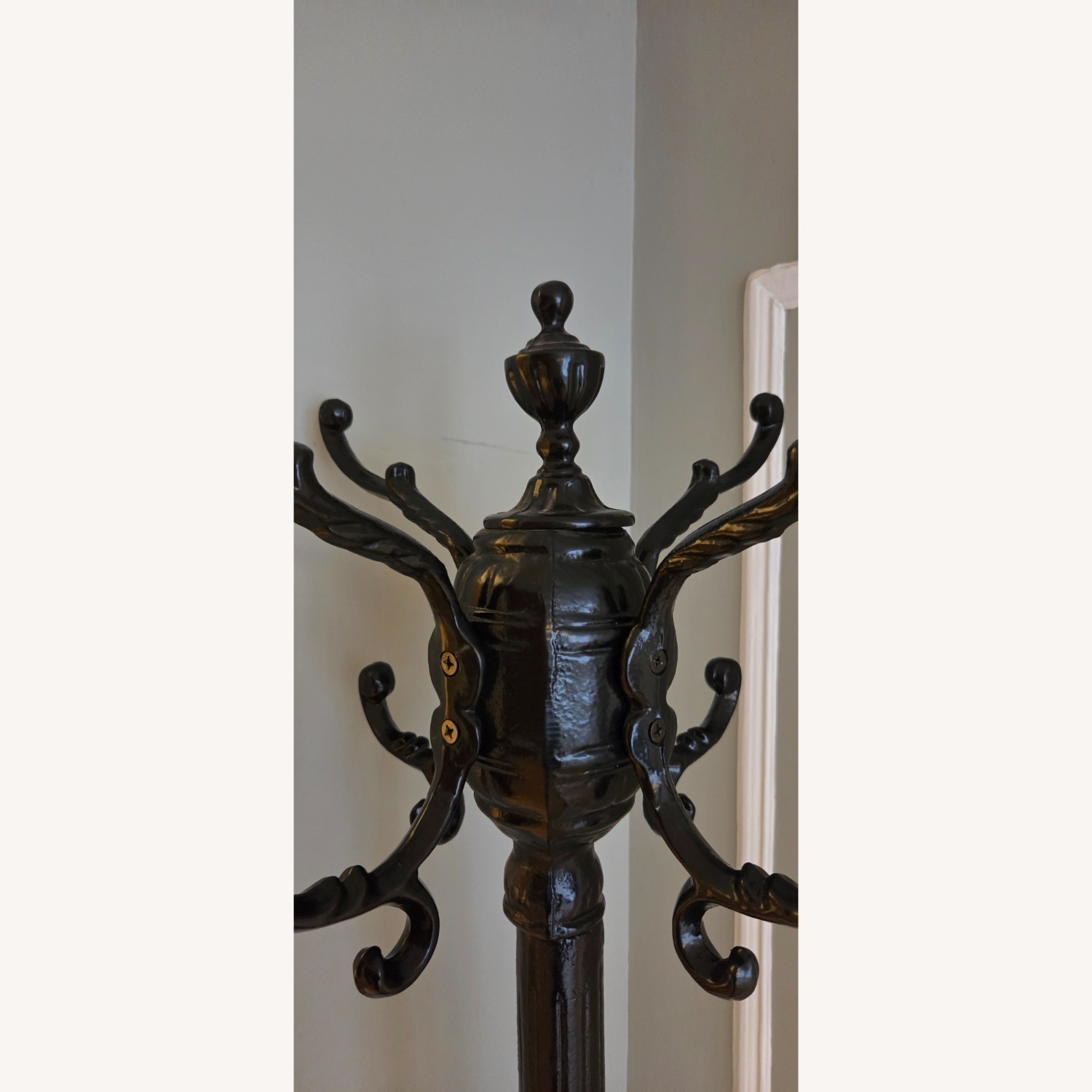 Vintage 1940 Black Cast Iron Coat Rack - image-6