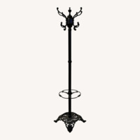Vintage 1940 Black Cast Iron Coat Rack