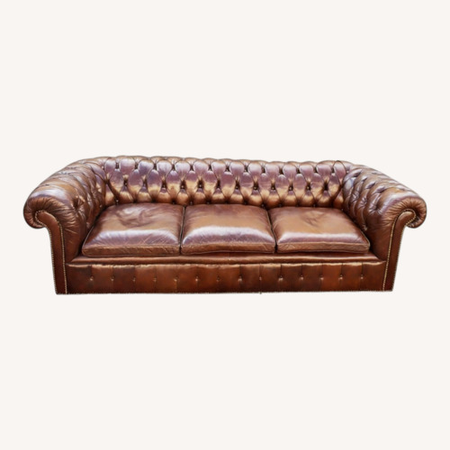 Used Vintage Chesterfield-Style Grand Leather Sofa for sale on AptDeco