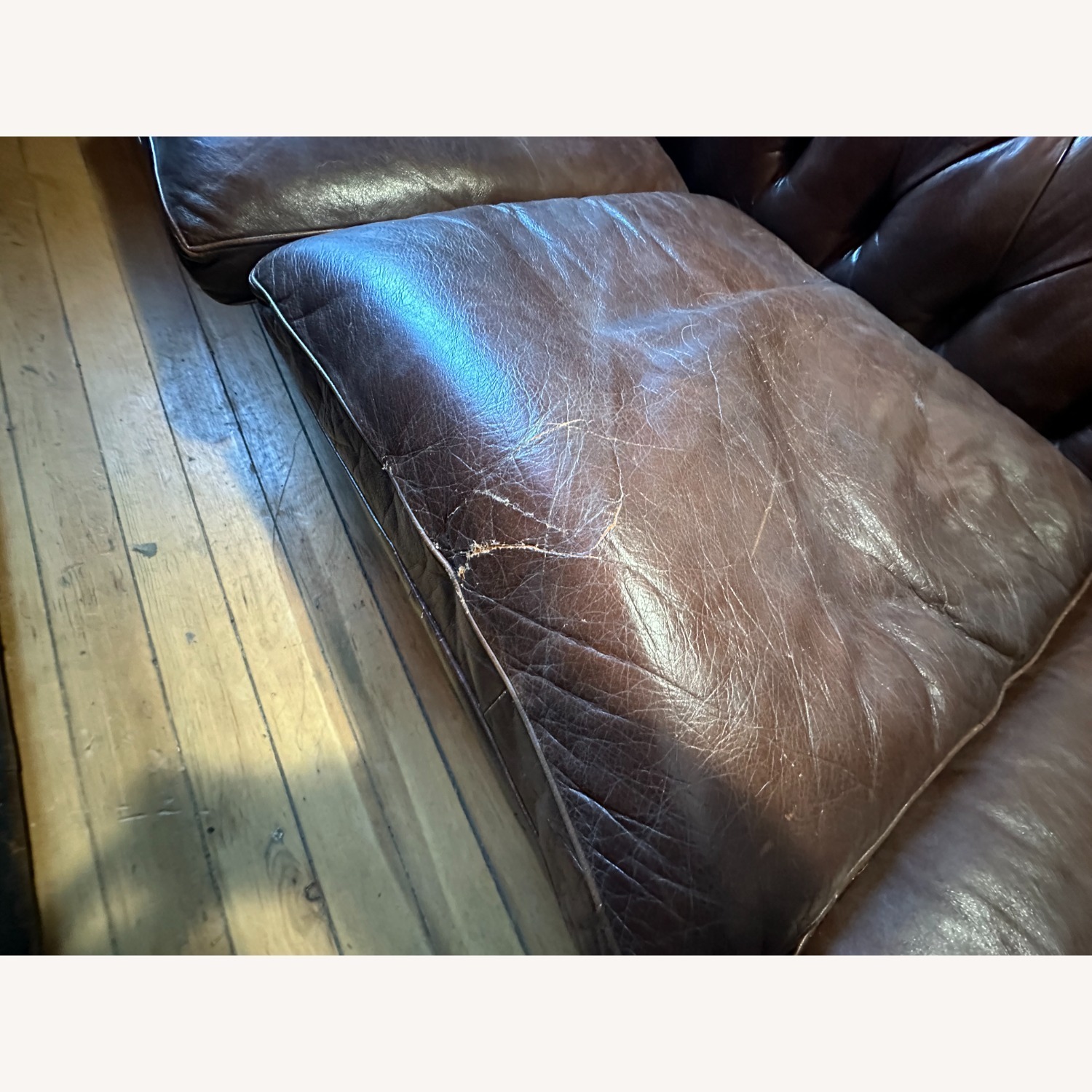 Vintage Chesterfield-Style Grand Leather Sofa - image-2