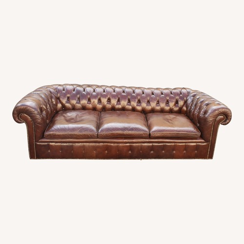 Used Vintage Chesterfield-Style Grand Leather Sofa for sale on AptDeco