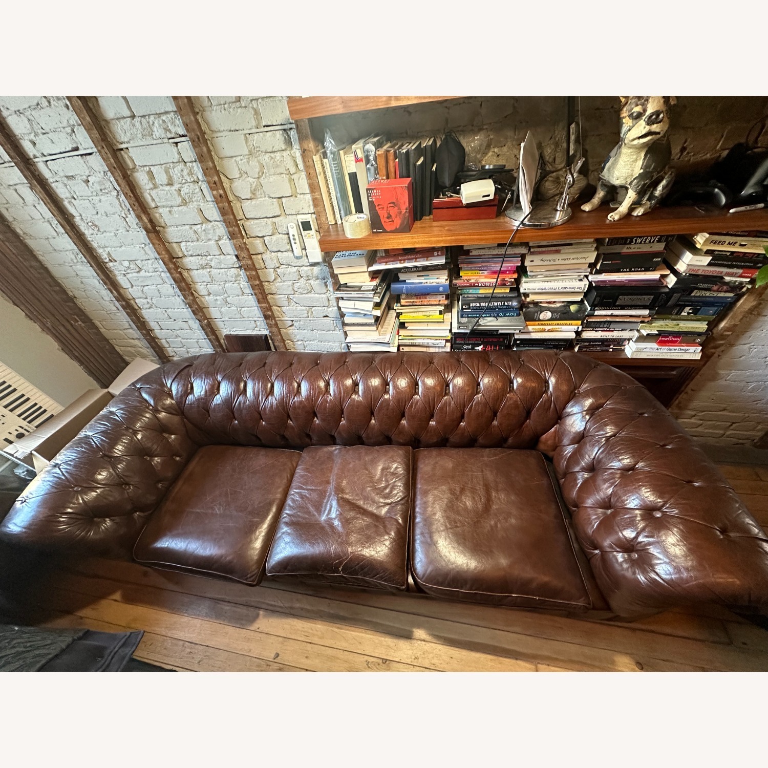 Vintage Chesterfield-Style Grand Leather Sofa - image-3