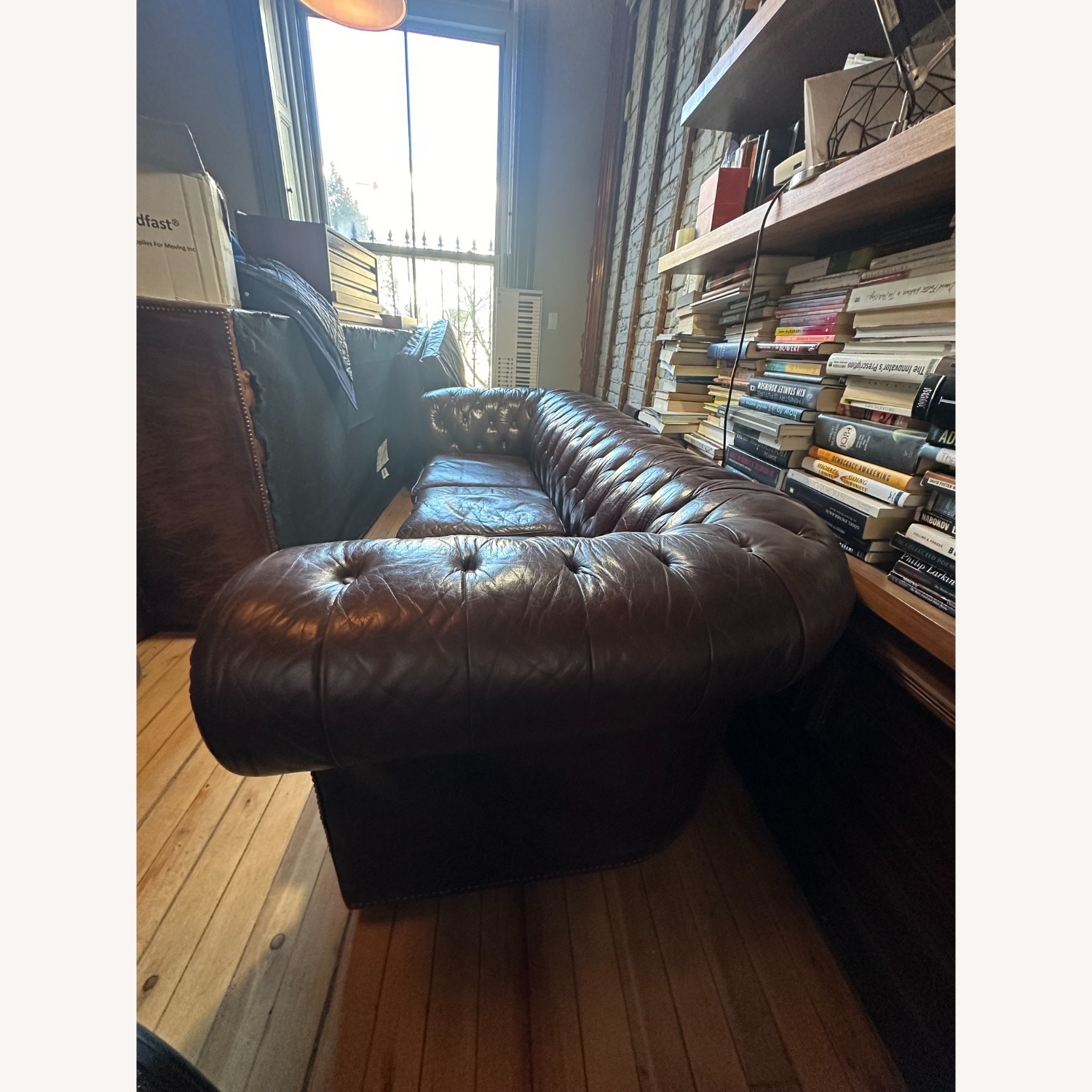 Vintage Chesterfield-Style Grand Leather Sofa - image-4