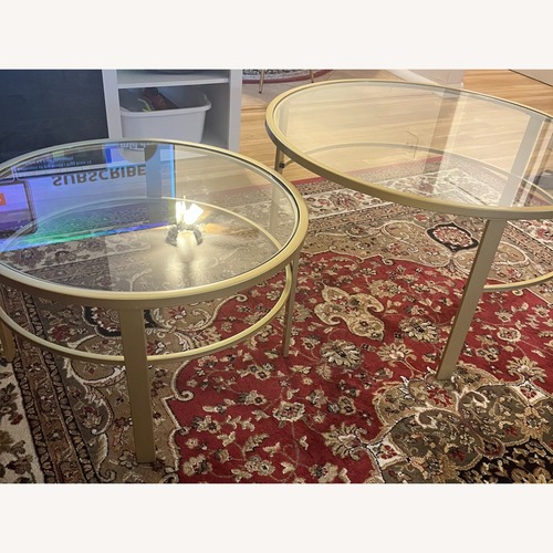 Used Wayfair Gold Glass Coffee Table for sale on AptDeco