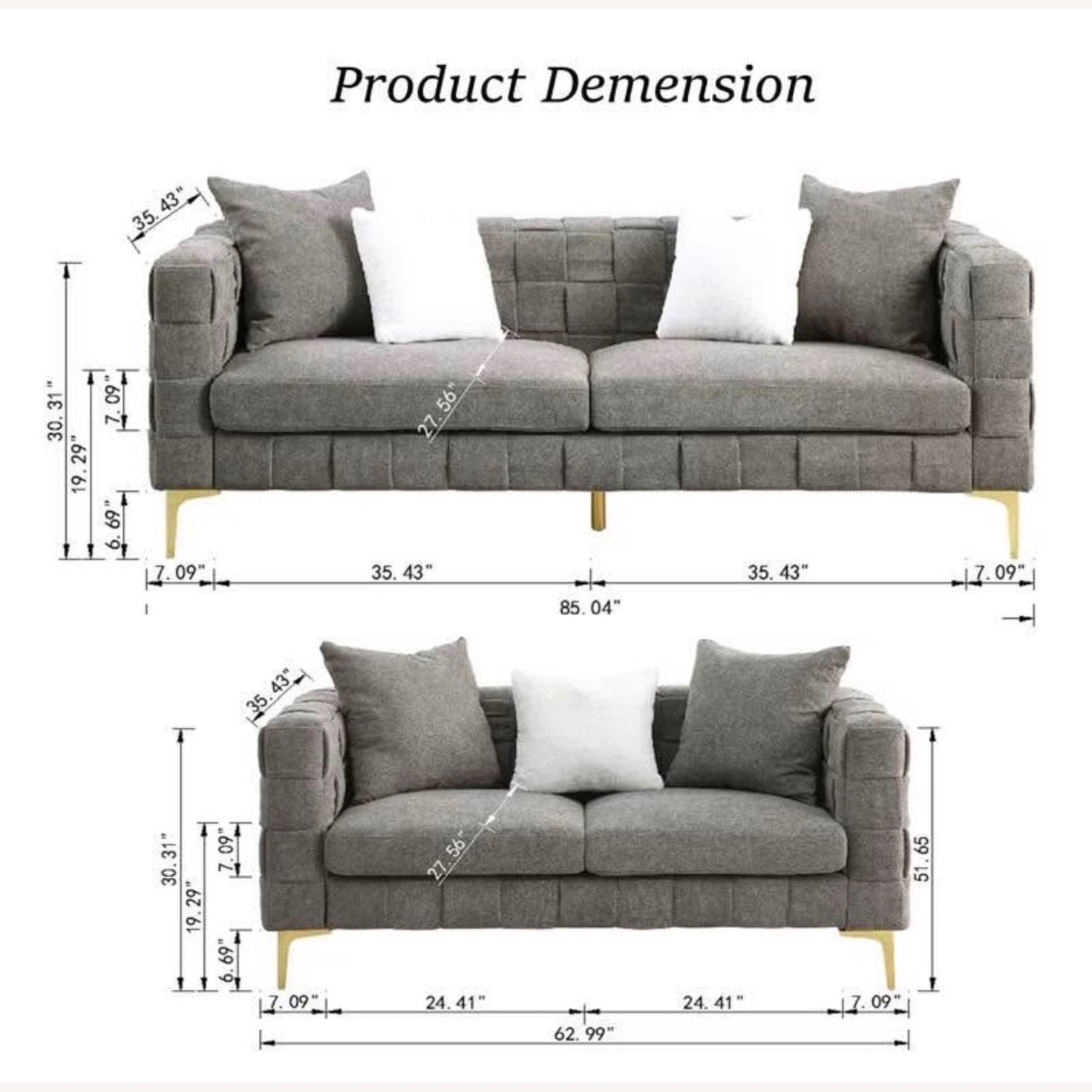 Wayfair Dark Gray 2 Seater Sofa - image-5