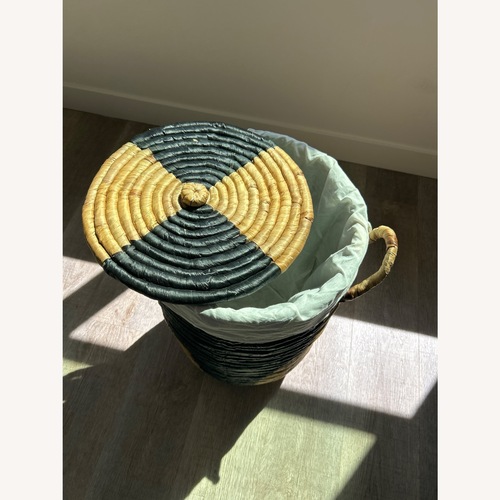 Used West Elm Two-Tone Woven Seagrass Basket for sale on AptDeco