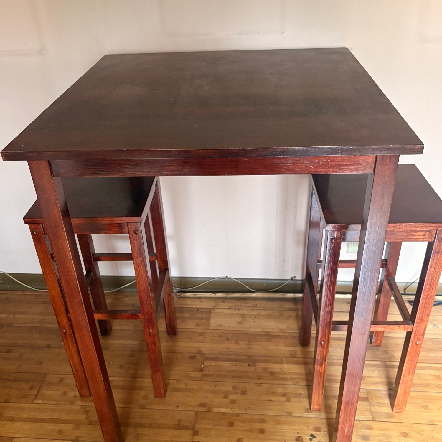 Dark Brown Wood Dining Set - image-1