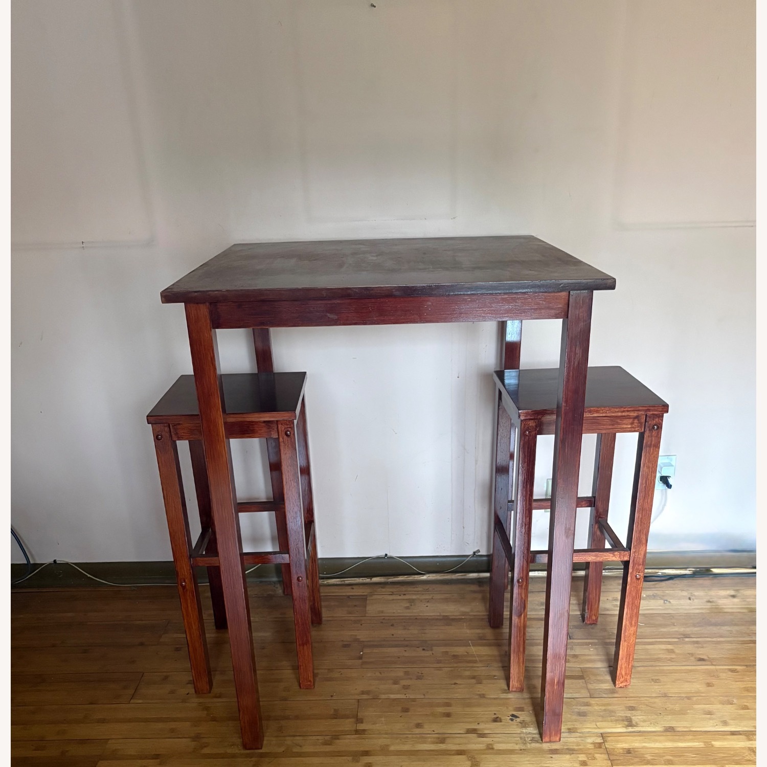 Dark Brown Wood Dining Set - image-3