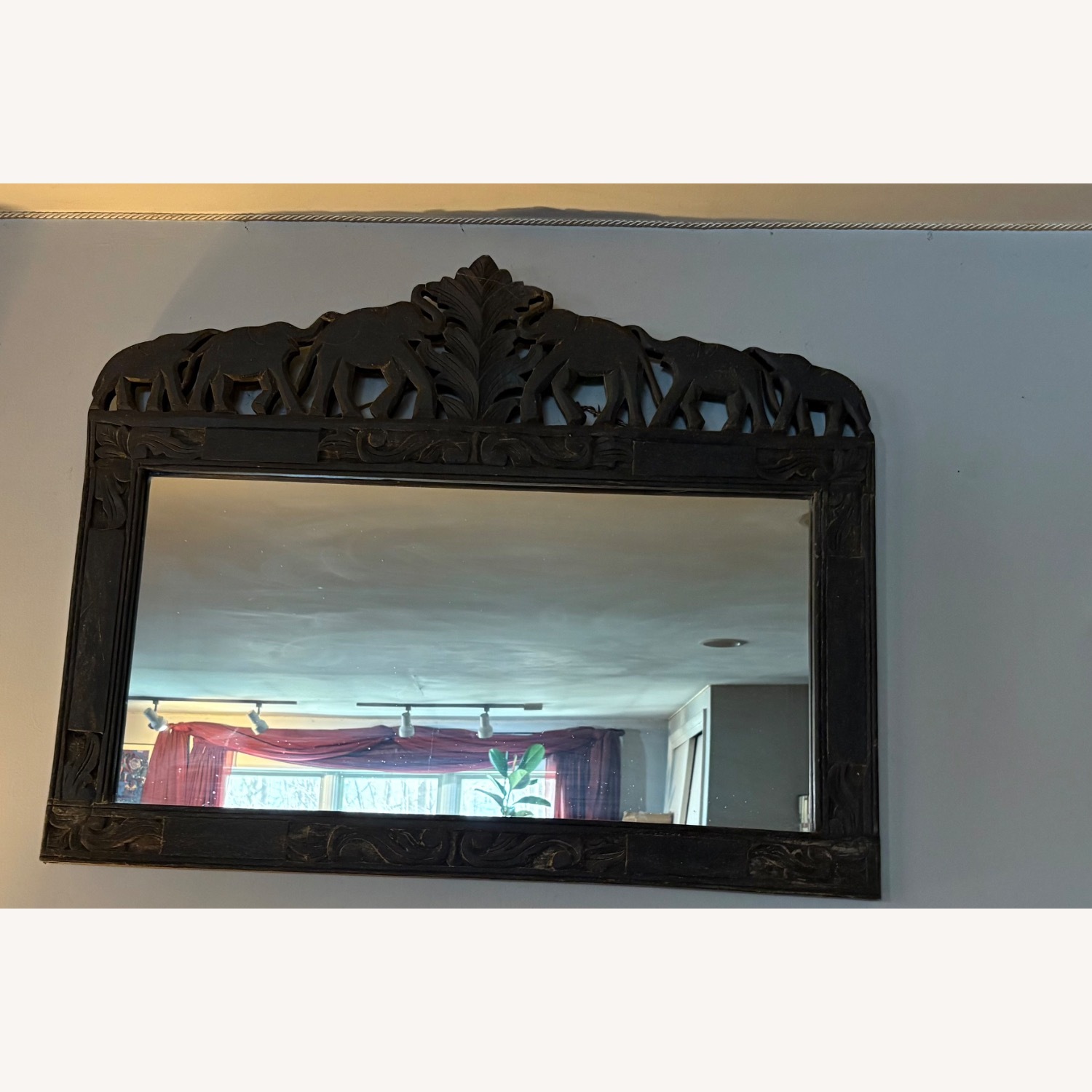 Dark Brown Wood Wall Mirror - image-2