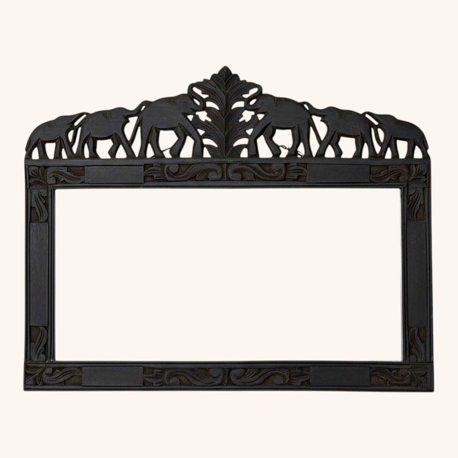 Dark Brown Wood Wall Mirror - image-0