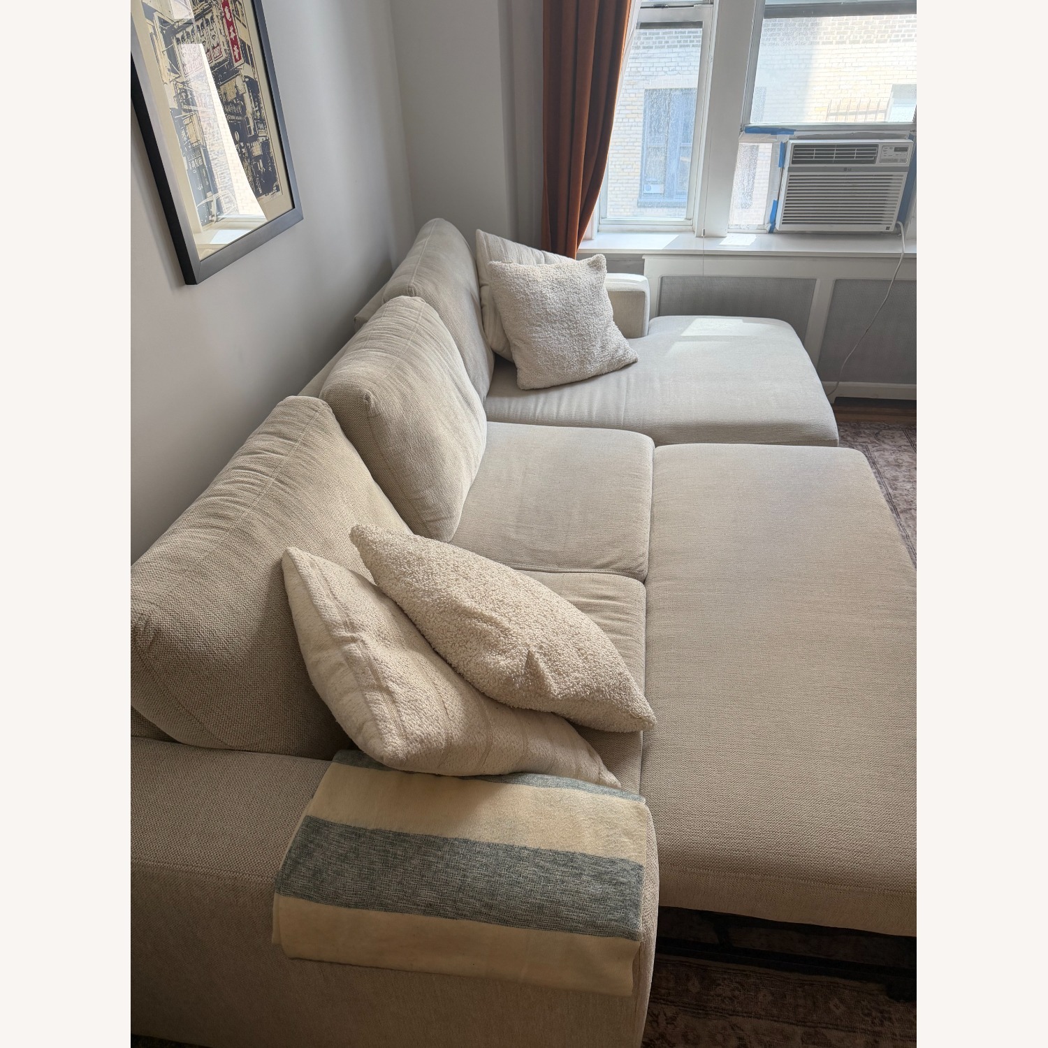 Living Spaces Beige Fabric 2 Piece Sectional - image-2