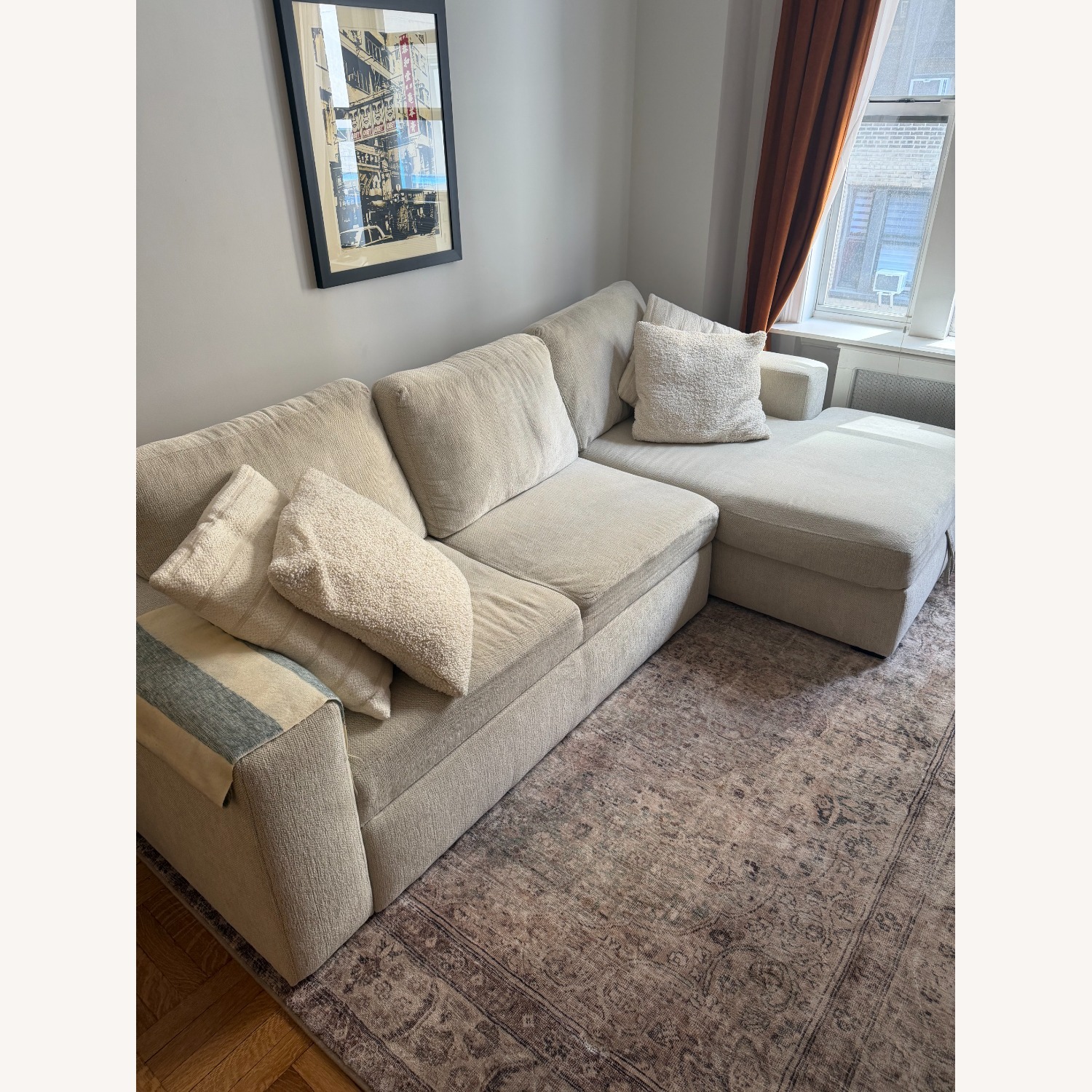 Living Spaces Beige Fabric 2 Piece Sectional - image-3