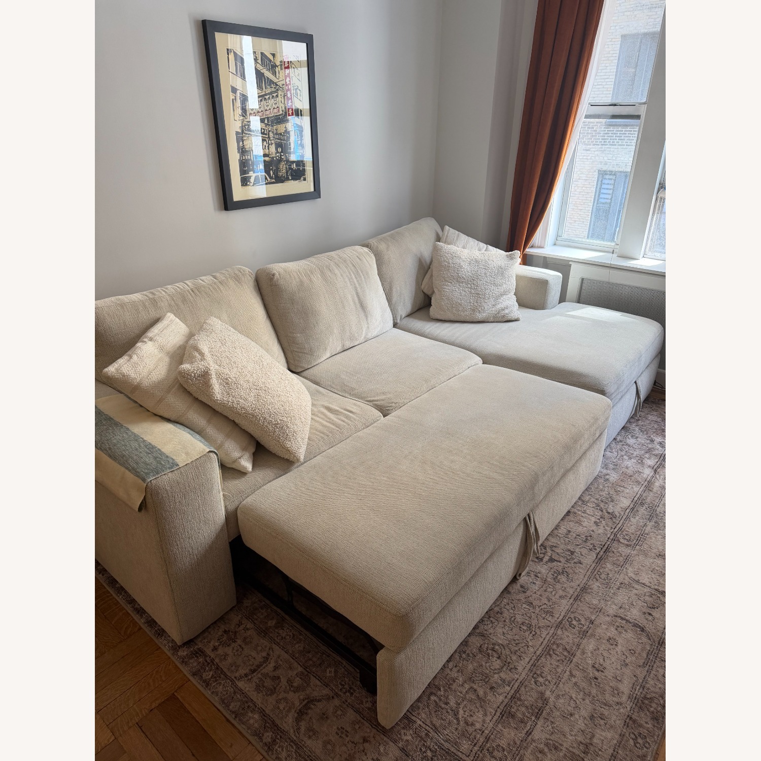 Living Spaces Beige Fabric 2 Piece Sectional - image-1